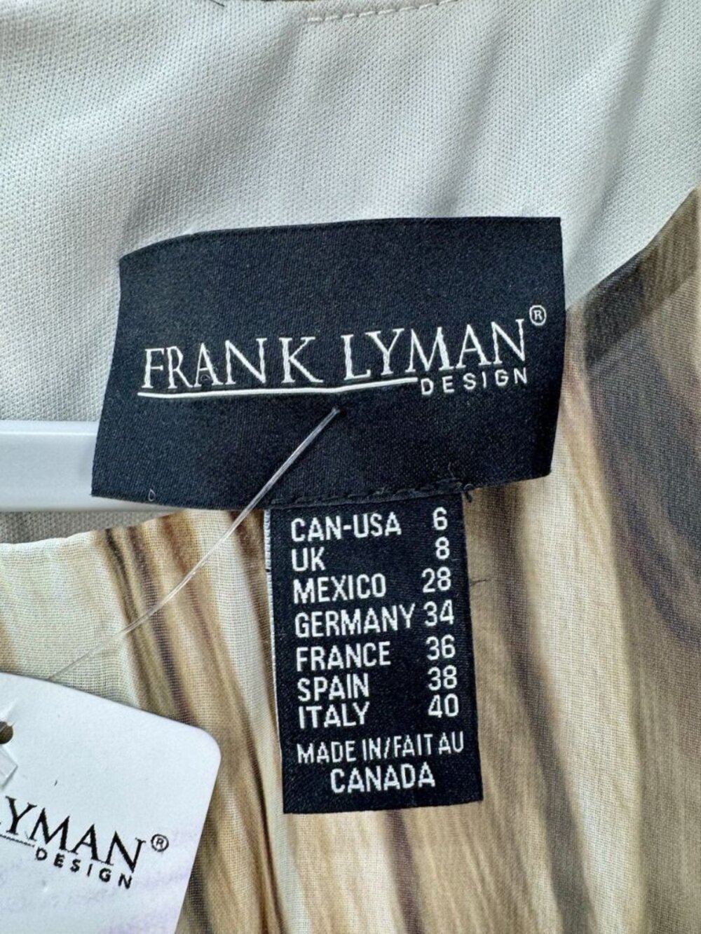 Frank Lyman Layered Animal Print Dress Womens 6 Tan Black Sheer Bell Sleeve NEW - Picture 7 of 11